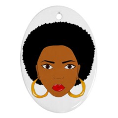 African American Woman With ?urly Hair Ornament (oval) by bumblebamboo