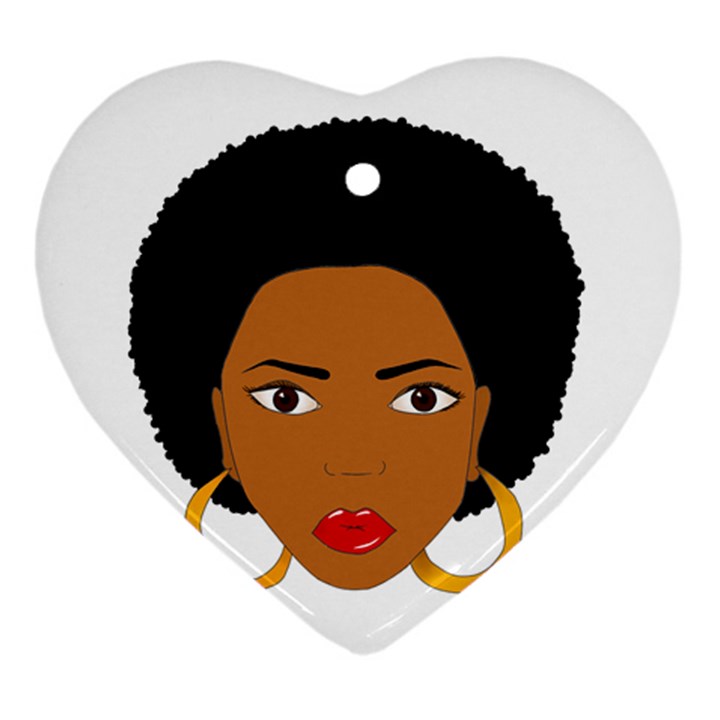 African American woman with сurly hair Ornament (Heart)