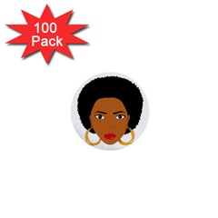 African American Woman With ?urly Hair 1  Mini Buttons (100 Pack)  by bumblebamboo