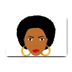 African American Woman With ?urly Hair Small Doormat  by bumblebamboo