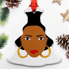 African American Woman With ?urly Hair Christmas Tree Ornament (two Sides)