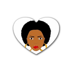 African American Woman With ?urly Hair Rubber Coaster (heart)  by bumblebamboo