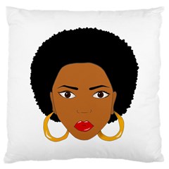 African American Woman With ?urly Hair Large Cushion Case (one Side) by bumblebamboo