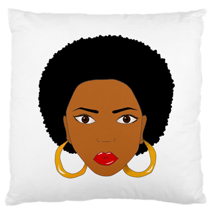 African American woman with сurly hair Large Cushion Case (One Side)