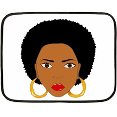 African American Woman With ?urly Hair Fleece Blanket (mini) by bumblebamboo