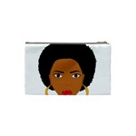 African American woman with сurly hair Cosmetic Bag (Small) Back