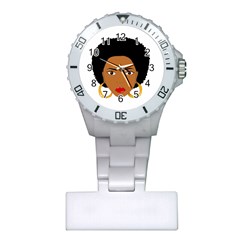 African American Woman With ?urly Hair Plastic Nurses Watch