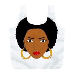 African American Woman With ?urly Hair Full Print Recycle Bag (l)