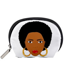 African American Woman With ?urly Hair Accessory Pouch (small) by bumblebamboo