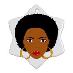 African American Woman With ?urly Hair Snowflake Ornament (two Sides)