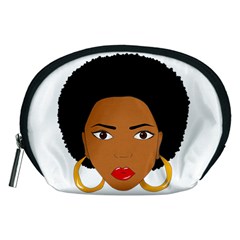 African American Woman With ?urly Hair Accessory Pouch (medium) by bumblebamboo