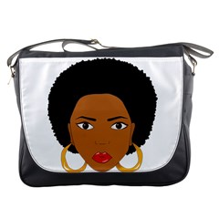 African American Woman With ?urly Hair Messenger Bag by bumblebamboo