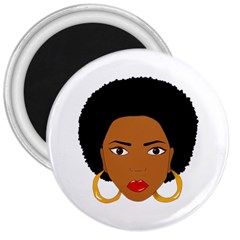 African American Woman With ?urly Hair 3  Magnets by bumblebamboo