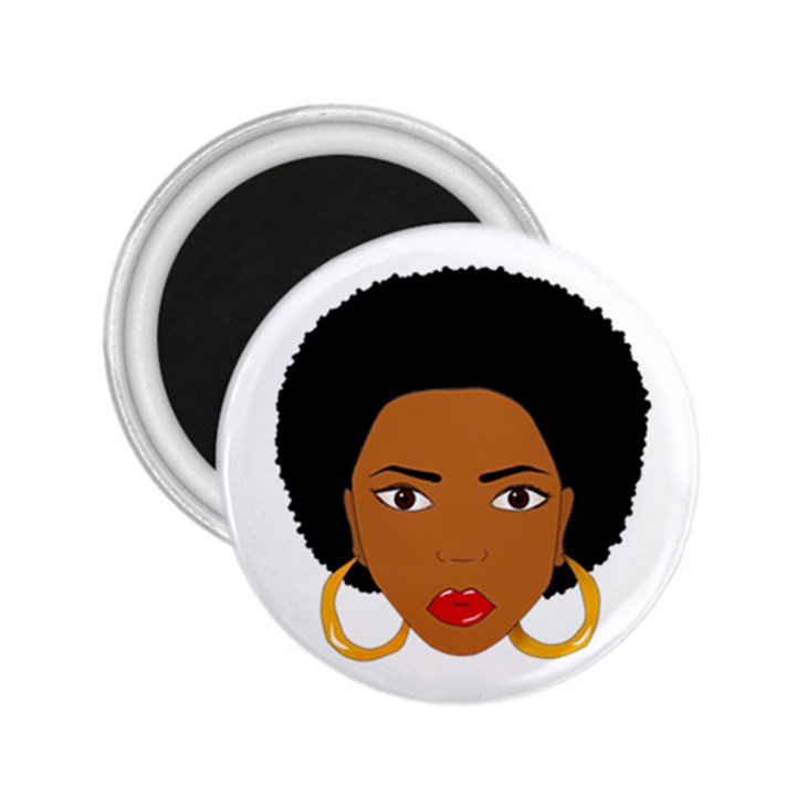 African American woman with сurly hair 2.25  Magnets