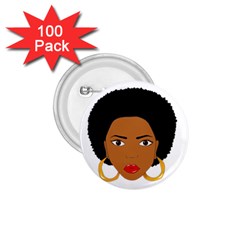 African American Woman With ?urly Hair 1 75  Buttons (100 Pack) 