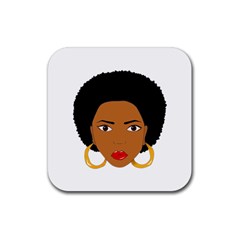 African American Woman With ?urly Hair Rubber Coaster (square) 