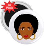 African American woman with сurly hair 3  Magnets (10 pack)  Front