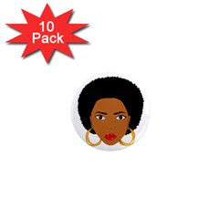 African American Woman With ?urly Hair 1  Mini Magnet (10 Pack)  by bumblebamboo