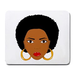 African American Woman With ?urly Hair Large Mousepads by bumblebamboo