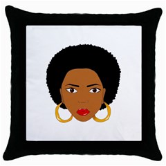 African American Woman With ?urly Hair Throw Pillow Case (black)