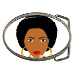 African American woman with сurly hair Belt Buckles Front