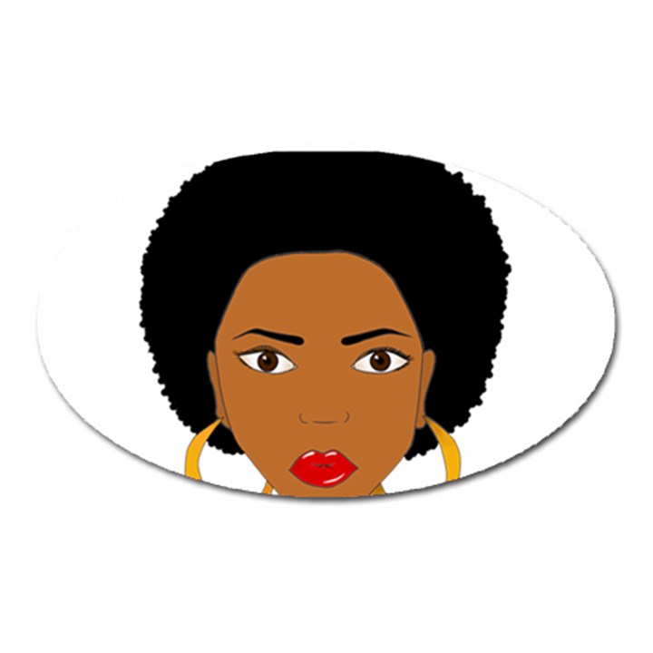 African American woman with сurly hair Oval Magnet