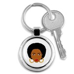 African American woman with сurly hair Key Chain (Round) Front