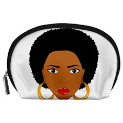 African American Woman With ?urly Hair Accessory Pouch (large) by bumblebamboo