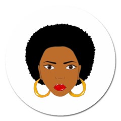 African American Woman With ?urly Hair Magnet 5  (round) by bumblebamboo