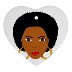 African American Woman With ?urly Hair Heart Ornament (two Sides) by bumblebamboo