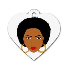 African American Woman With ?urly Hair Dog Tag Heart (one Side) by bumblebamboo