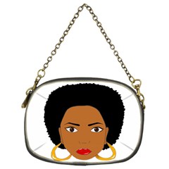 African American Woman With ?urly Hair Chain Purse (two Sides) by bumblebamboo