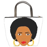 African American woman with сurly hair Bucket Bag Back