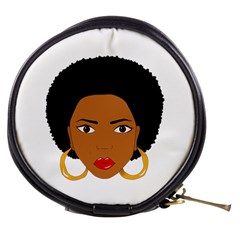 African American Woman With ?urly Hair Mini Makeup Bag by bumblebamboo