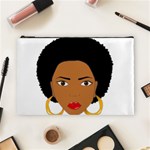 African American woman with сurly hair Cosmetic Bag (Large) Front