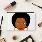 African American woman with сurly hair Cosmetic Bag (Medium) Back