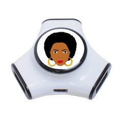 African American Woman With ?urly Hair 3-port Usb Hub by bumblebamboo