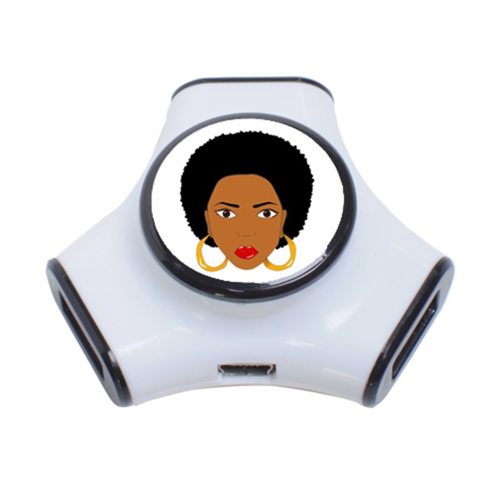 African American woman with сurly hair 3-Port USB Hub