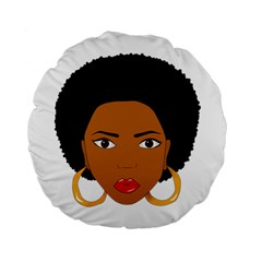 African American Woman With ?urly Hair Standard 15  Premium Round Cushions by bumblebamboo