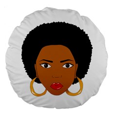 African American Woman With ?urly Hair Large 18  Premium Round Cushions by bumblebamboo