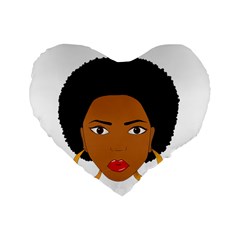 African American Woman With ?urly Hair Standard 16  Premium Heart Shape Cushions by bumblebamboo