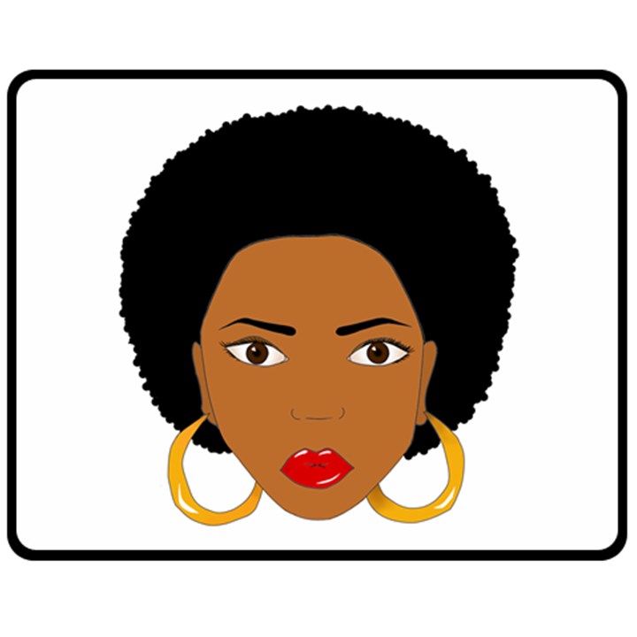 African American woman with сurly hair Double Sided Fleece Blanket (Medium) 