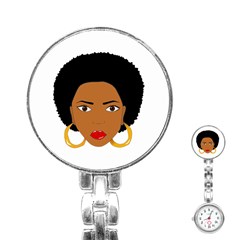 African American Woman With ?urly Hair Stainless Steel Nurses Watch by bumblebamboo