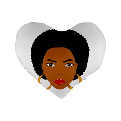 African American Woman With ?urly Hair Standard 16  Premium Flano Heart Shape Cushions by bumblebamboo