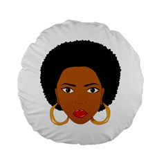 African American Woman With ?urly Hair Standard 15  Premium Flano Round Cushions