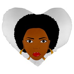 African American Woman With ?urly Hair Large 19  Premium Flano Heart Shape Cushions by bumblebamboo