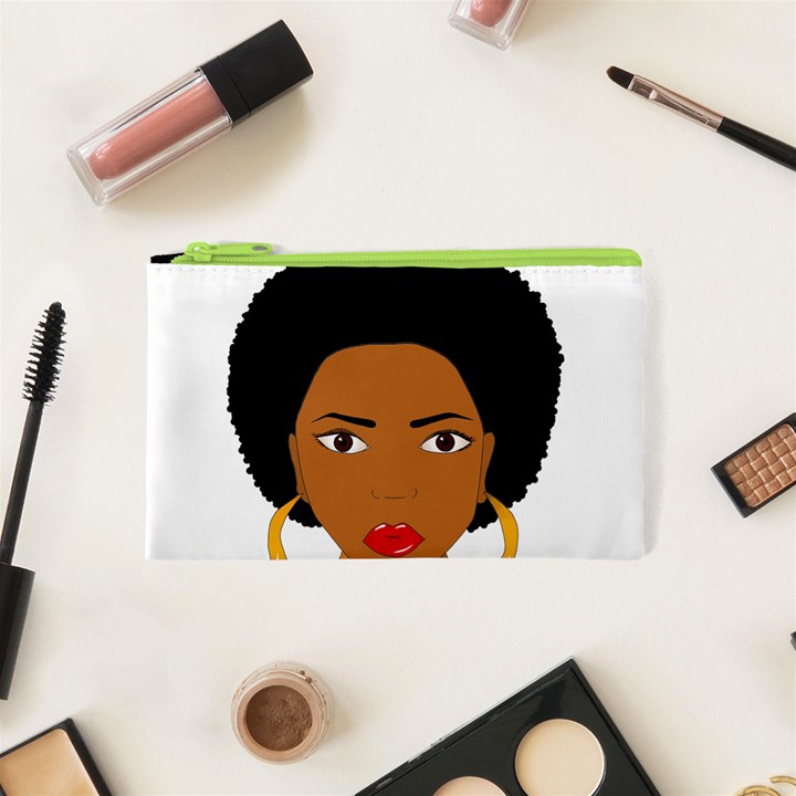 African American woman with сurly hair Cosmetic Bag (XS)