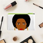 African American woman with сurly hair Cosmetic Bag (XS) Back