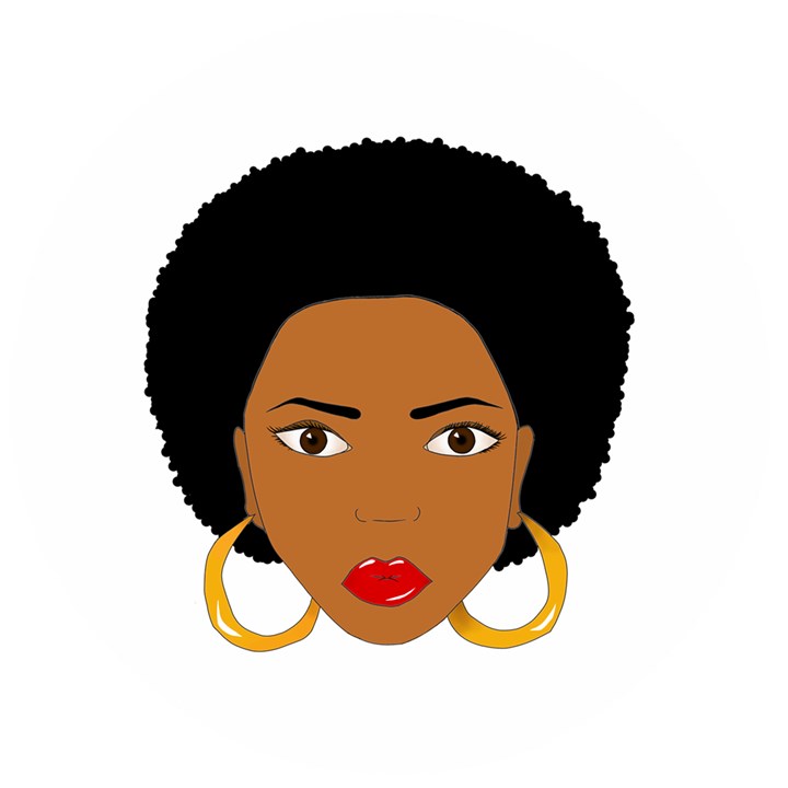 African American woman with сurly hair Wooden Bottle Opener (Round)