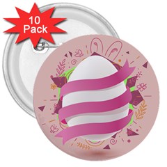 Easter Egg Colorful Spring Color 3  Buttons (10 pack) 